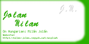 jolan milan business card